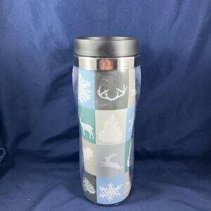 Christmas Tumbler Woodland Cabin Travel Mug 16 Oz Double-Wall Insulated Stainles